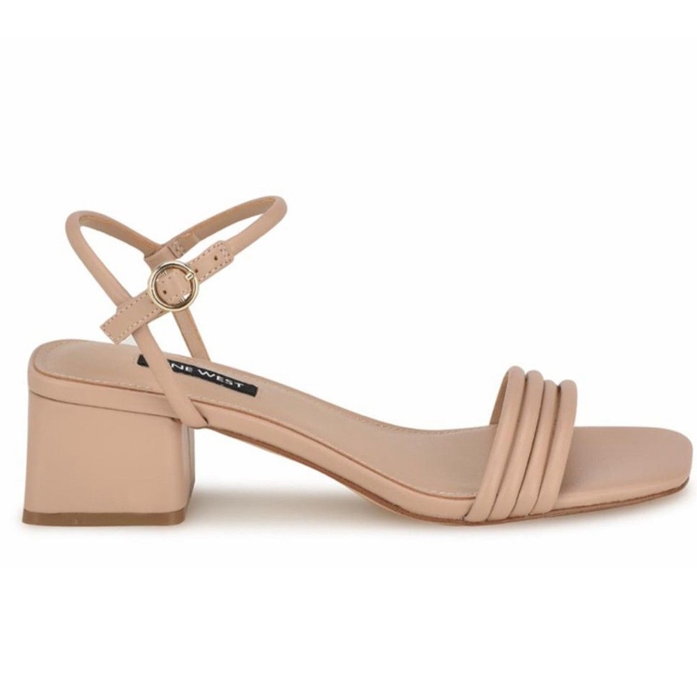Nine West Beige Strappy Block Heel Sandal